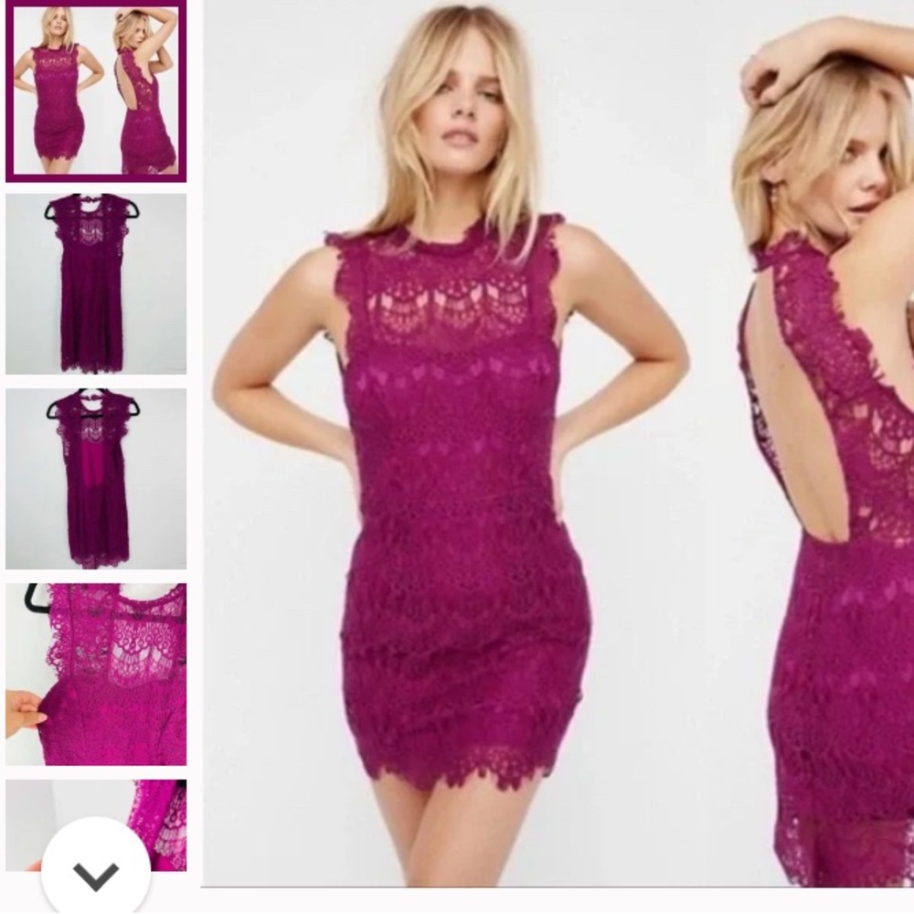 Free People Magenta Daydream Lace Dress